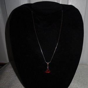 Vb SS 925 Amber Triangle Pendant Necklace